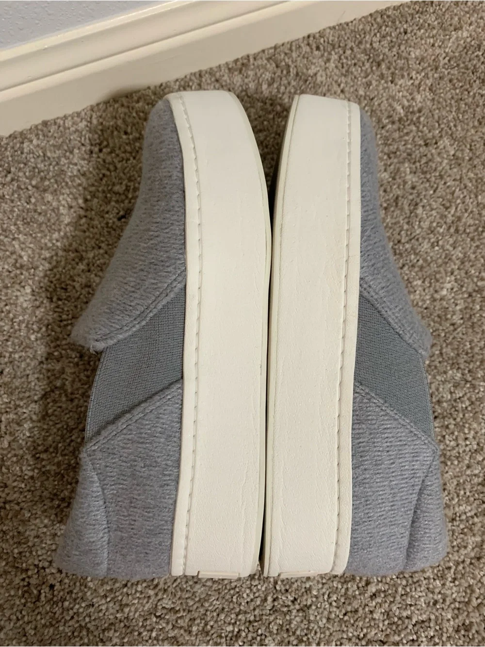 Vince Warren Gray Wool Felt Ribbed Textured Platform Slip On Sneaker Size 5.5
